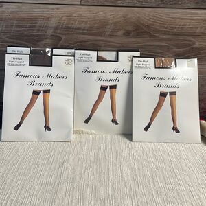 FAMOUS MAKERS BRANDS Thigh High Light Support Stockings Hose Fit 8 1/2-11 Taupe